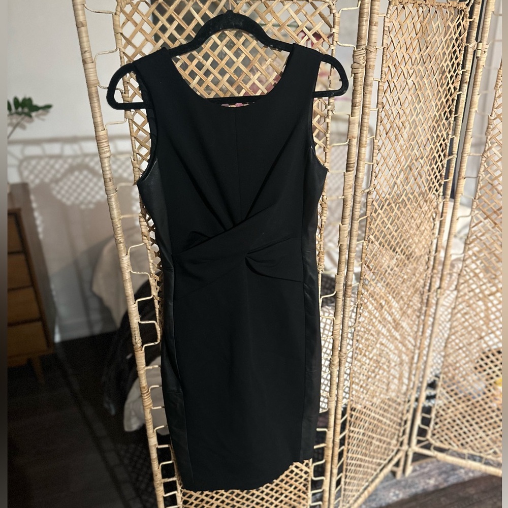 LBD with leather panels
